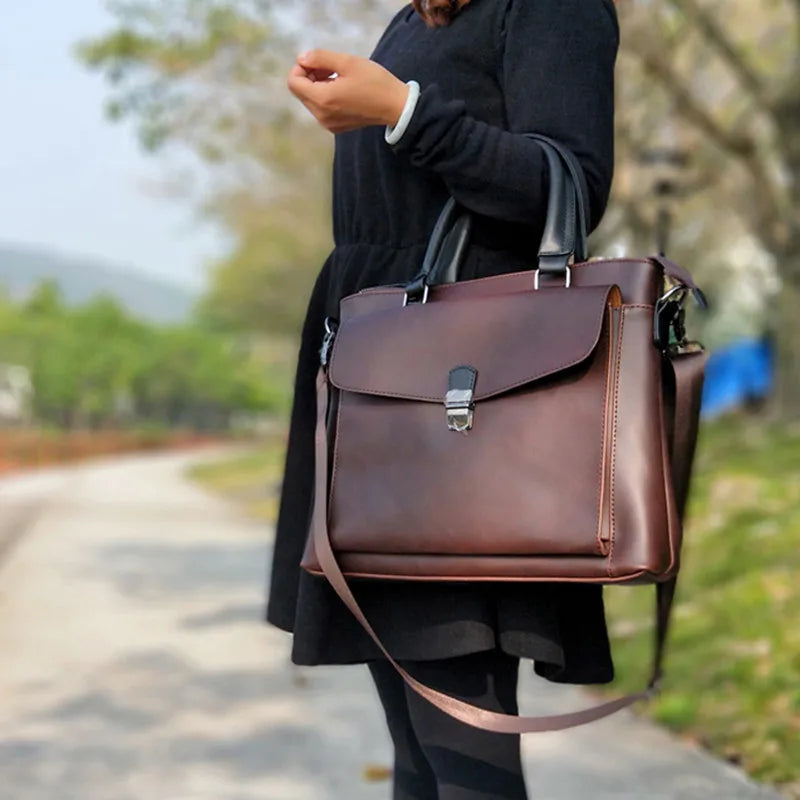 Women's Vintage Leather Laptop Briefcase