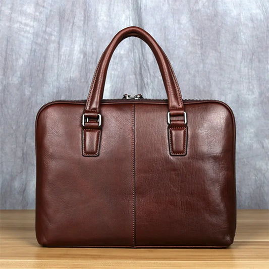 Men's Vintage Leather Briefcase (Brown)