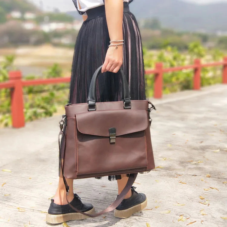 Women's Vintage Leather Laptop Briefcase