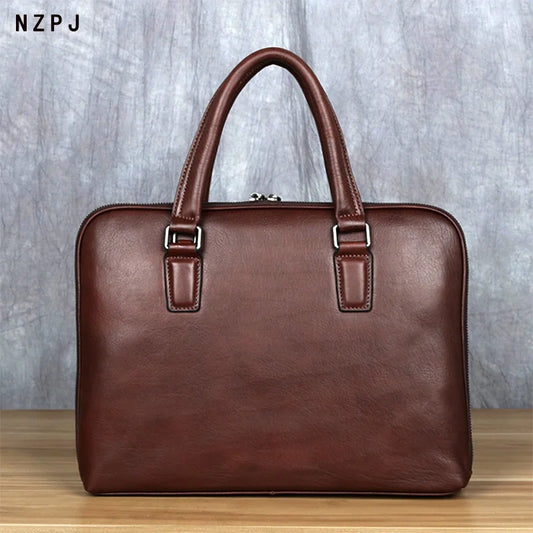 Men's Vintage Leather Briefcase (Brown)